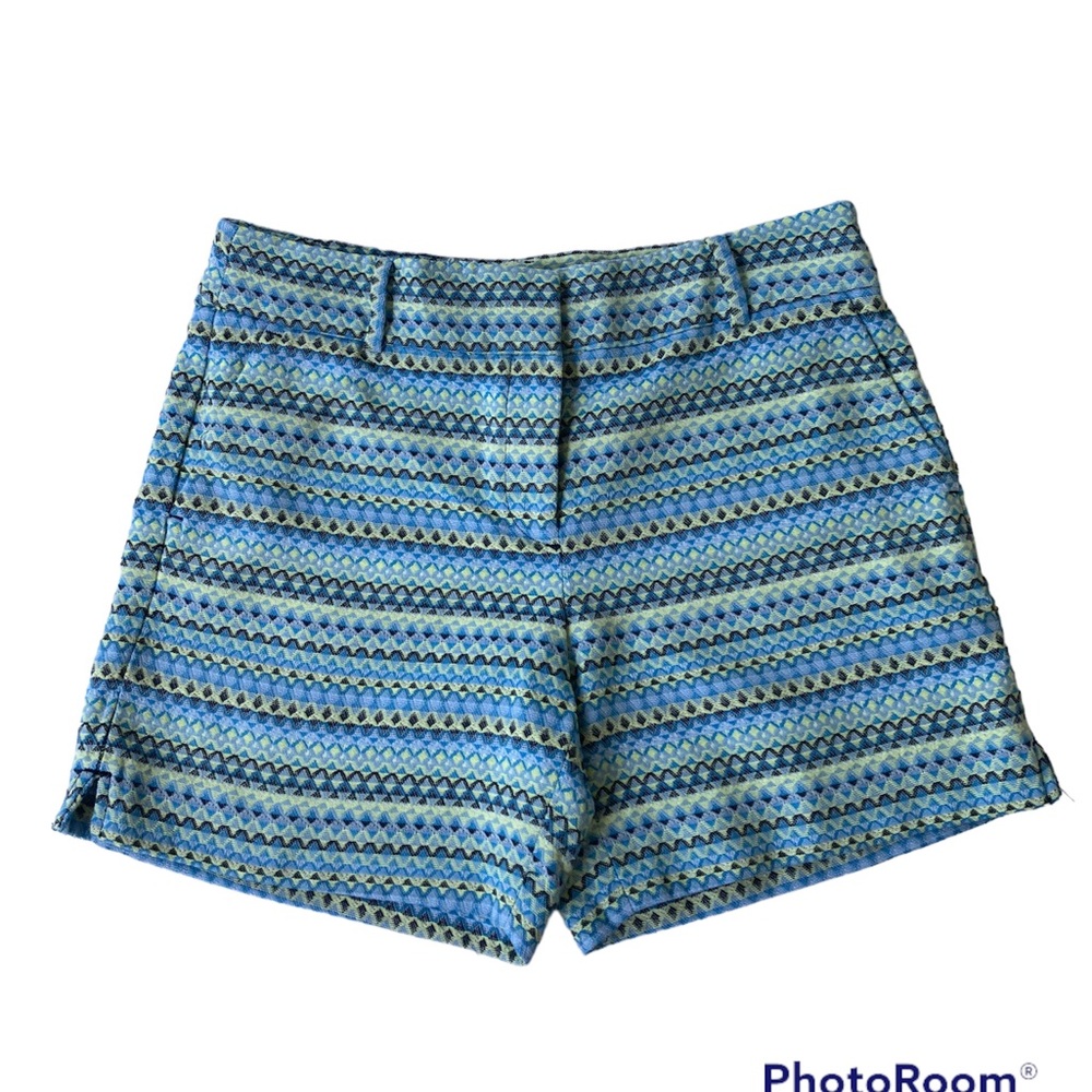 Ann Taylor Loft Ladies 4 or 6 Riviera Shorts Geo Jacquard Blue Multi Pockets